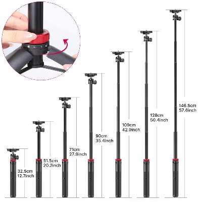 Picture of TELESIN MT-44 Extendable Vlog Tripod (Black)
