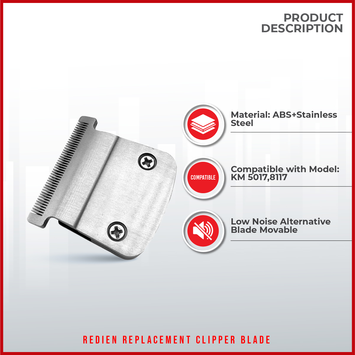 Picture of Redien Replacement Clipper Blade for KM-5017 low noise Alternative Blade - 1 Piece (only Blade)