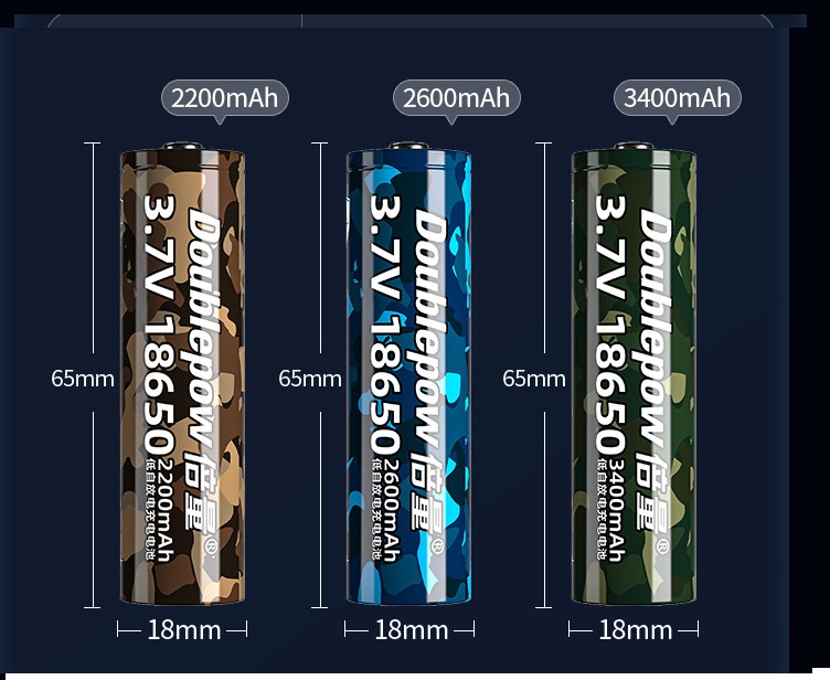 Picture of Doublepow 18650  3.7V 3400mAh Real Capacity High Performance Rechargeable (Flat Top) Lithium ion Battery - 1 Piece ( Multicolor )