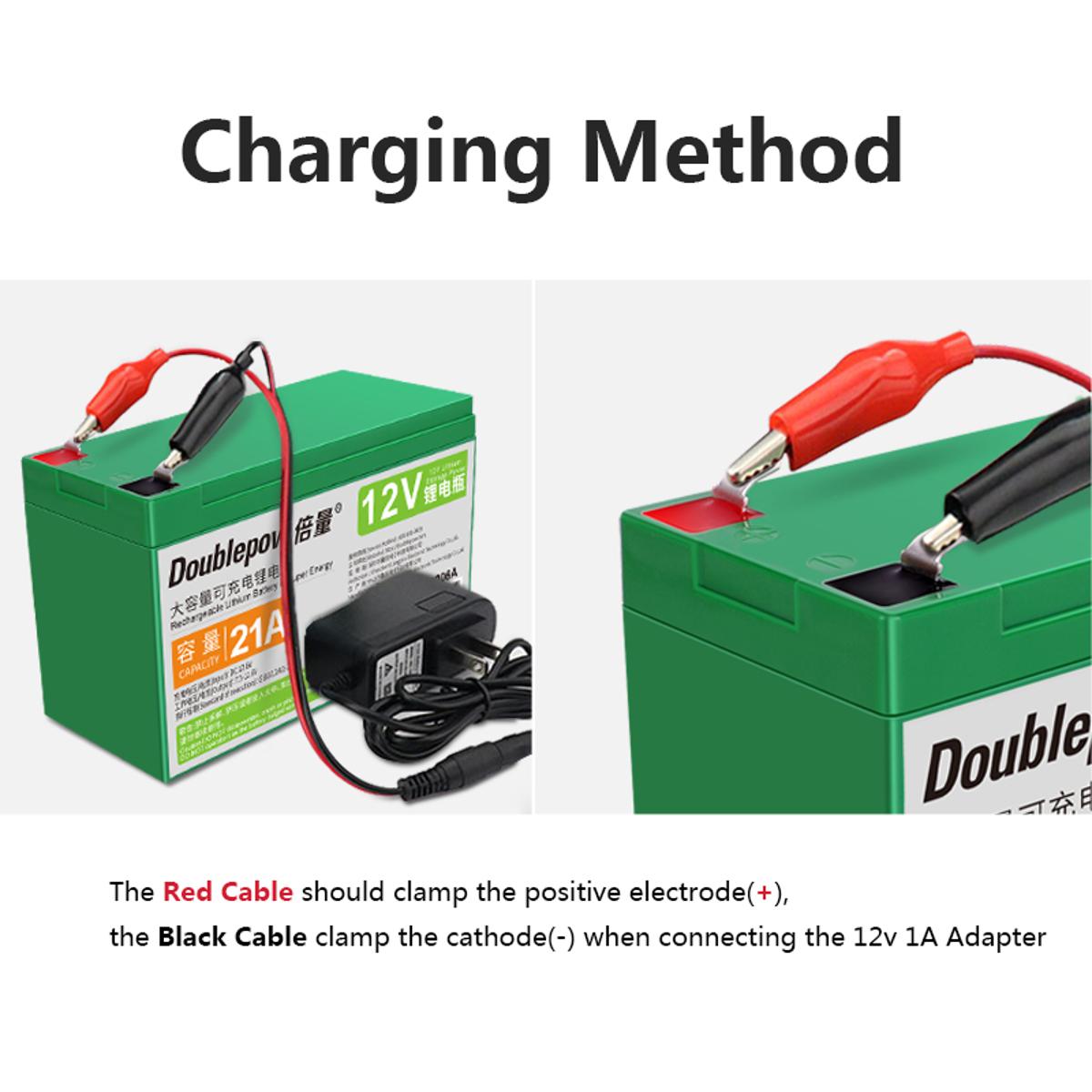Picture of Doublepow 12V 12Ah Lithium ion Battery for Energy Storage (Solar- UPS) (If used in solar system must have solar controller) with 1 Piece AC-DC Adapter - 1 Piece ( Green )