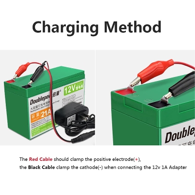 Picture of Doublepow 12V 12Ah Lithium ion Battery for Energy Storage (Solar- UPS) (If used in solar system must have solar controller) with 1 Piece AC-DC Adapter - 1 Piece ( Green )