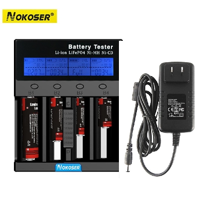 Picture of Nokoser 4H-LCD-A Intelligent Charger 4 Slots Li-ion/Ni-MH/Ni-CD Mixed Battery Smart Charger for 3.7V 18500,26650,18650,16340,14500,10440 ও 1.2 AA/AAA/C/D - 1 piece ( Black )