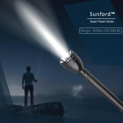 Picture of Sunford SF-4913BH-3SC Rechargeable Flashlight / LED Torch Light For Outdoor Use - 1 Piece ( Black )
