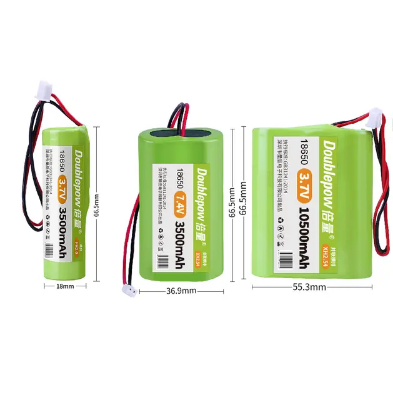 Picture of Doublepow PCB Protected 1S1P Lithium- ion 3.7V 18650 3500mAh Cable Connector Rechargeable Li-ion Battery Pack for Toys, AC/DC LED Bulb - 1 piece ( Light green )