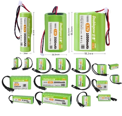 Picture of Doublepow PCB Protected 1S1P Lithium- ion 3.7V 18650 3500mAh Cable Connector Rechargeable Li-ion Battery Pack for Toys, AC/DC LED Bulb - 1 piece ( Light green )