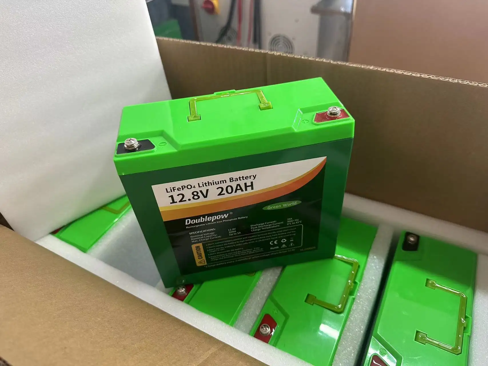 Picture of Doubleoow 12.8V LFP 20Ah Lithium Iron Phosphate LiFePO4 Battery for Home Storage Mini UPS, Mini IPS, Electric Vehicle, E-bike, Lighting, Solar Panel(75-125W) (If used in a Solar system, a controller is required) - 1 Piece ( Green )
