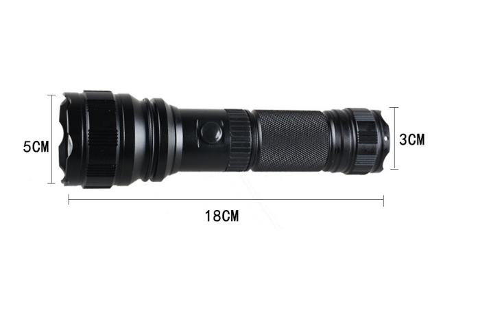 Picture of WASING WFL-H11 Strong-Powered Beam 10W LED Torch Light with 26650×1 5000mAh High Capacity Lithium-ion Rechargeable Battery & Max 1000 Lumens Brighter Flashlight - 1 Piece ( Black )