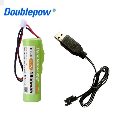 Picture of Doublepow 18650 3.7V 1800mAh PCB Protected Lithium ion Battery with USB Charging Cable for Power Tools, Golf Carts, Boats, Submarines, AC/DC LED Bulb etc - 1 Piece ( Multicolor )