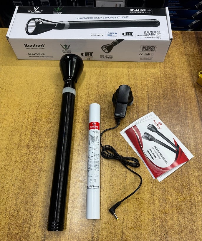 Picture of Sunford Rechargeable LED Flashlight Model SF-4419SL-5C - 1 Piece ( Black )