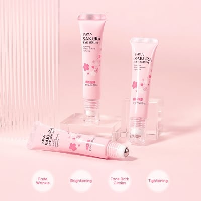 Picture of LAIKOU Sakura Eye Serum Eye Roller Massage Vitamin C Hyaluronic Acid Skin Care Eye Bags Cream Moisturizing Dark Circles -15ml