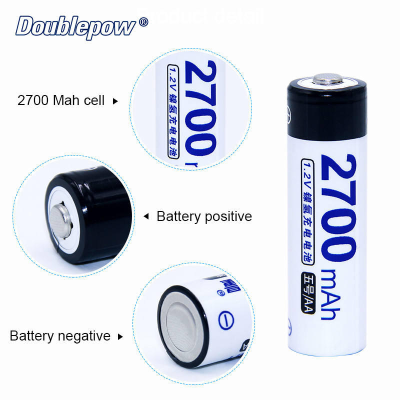Picture of Doublepow K209 4-Slots LED Display Smart Fast Charger with 4 Pieces AA Size 1.2V 2700mAh Battery Combo Pack ( Multicolor )