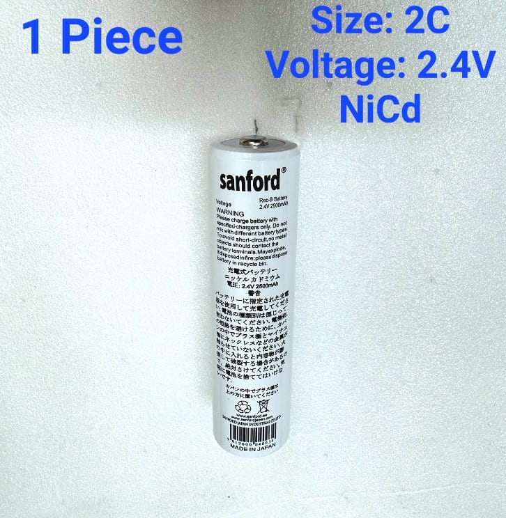Picture of sanford 2.4V 2500mAh 2C Size (1pc) Rechargeable Nickel Cadmium (Ni-Cd) Battery for Torchlight/Flashlight - 1 Piece ( White )