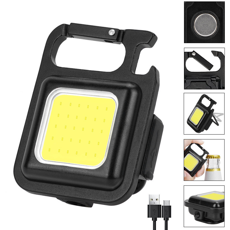 Picture of Mini LED Flash-light Work Light Portable Pocket Flas-hlight Keychains USB Rechargeable Small Light Corkscrew Waterproof Camping Lantern Magnet Design Fishing Emergency Lamp 3 Mode