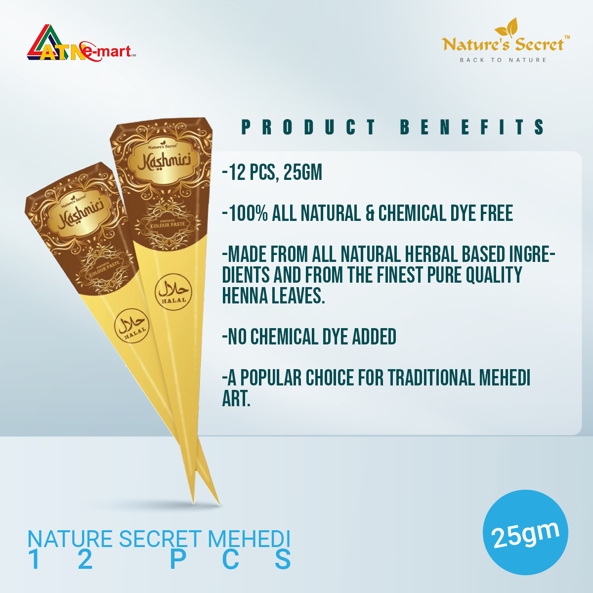 Picture of Nature Secret Mehedi 12 pieces 25gm
