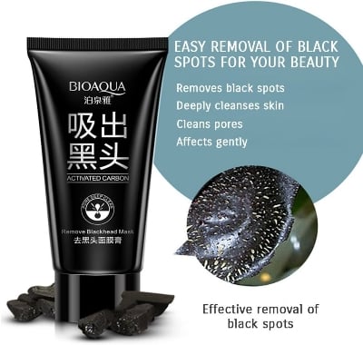 Picture of Bioaqua Blackhead Deep cleansing Purifying Peel Acne Pimples Remover Black Mud Mask skin care product- 60g face mask