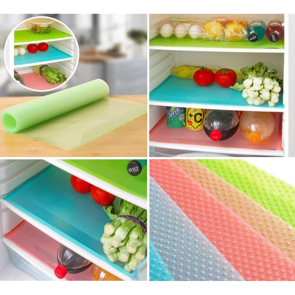Picture of 3 Pcs Easy Clean Kitchen Cabinet Pad Refrigerator Anti Slip Fridge Liner Mat