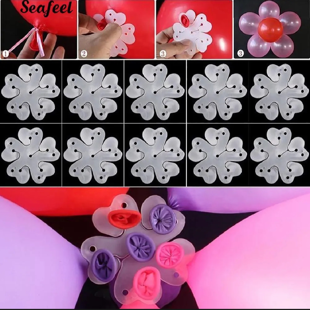 Picture of 5pcs Flower Balloon Clip Flower Balloon Clips Birthday Party Balls Clip Balls - Gold