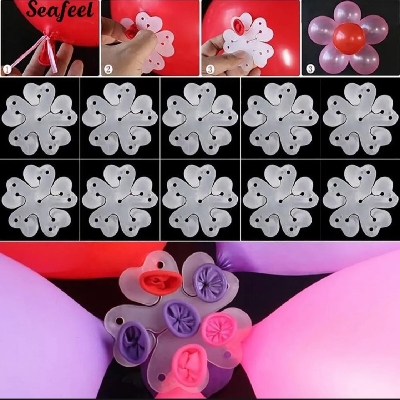 Picture of 5pcs Flower Balloon Clip Flower Balloon Clips Birthday Party Balls Clip Balls   (Gold)
