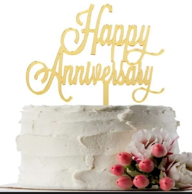 Picture of Happy Anniversary Cake Topper   (Silver)