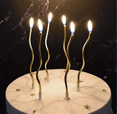 Picture of Metallic Long Spiral Candles with Stand- Pack of 6   (Silver)