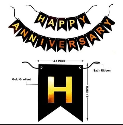 Picture of Happy Anniversary Card Banner for Decorating Room   (Black)