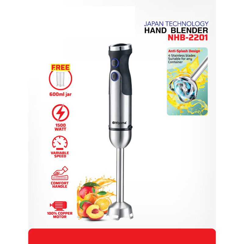 Picture of NIYAMA Electric Hand Blender/ Hand Mixer/ Egg Beater 1500 watt copper motor NIYA-MA NHD 2201(1500watt hand blende)