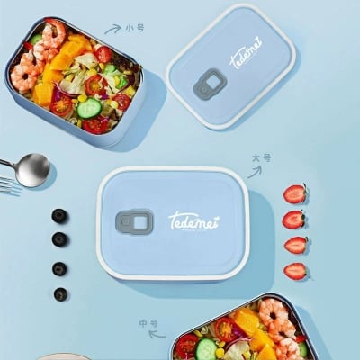Picture of New 304 stainless steel lunch box student canteen single layer portable lunch box office worker lunch portable lunch box(Multicolor 1 pcs)