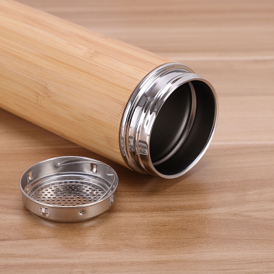 Picture of New 500ml Bamboo bottle  stainless steel Double Layer Vacuum bottle Stainless Steel vacuum flasks for outdoor Water Bottle(500ml bamboo bottle)