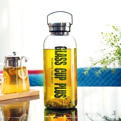 Picture of 100ML glass Water Bottle with Time Marker Creative Large Capacity Leakproof lock system Drink Bottle(1000ML BOTTLE)