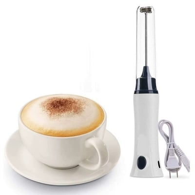 Picture of Hand Liquid Mixer and Coffee Maker Juice Maker Rechargeable-White(coffee mixer 1pcs)