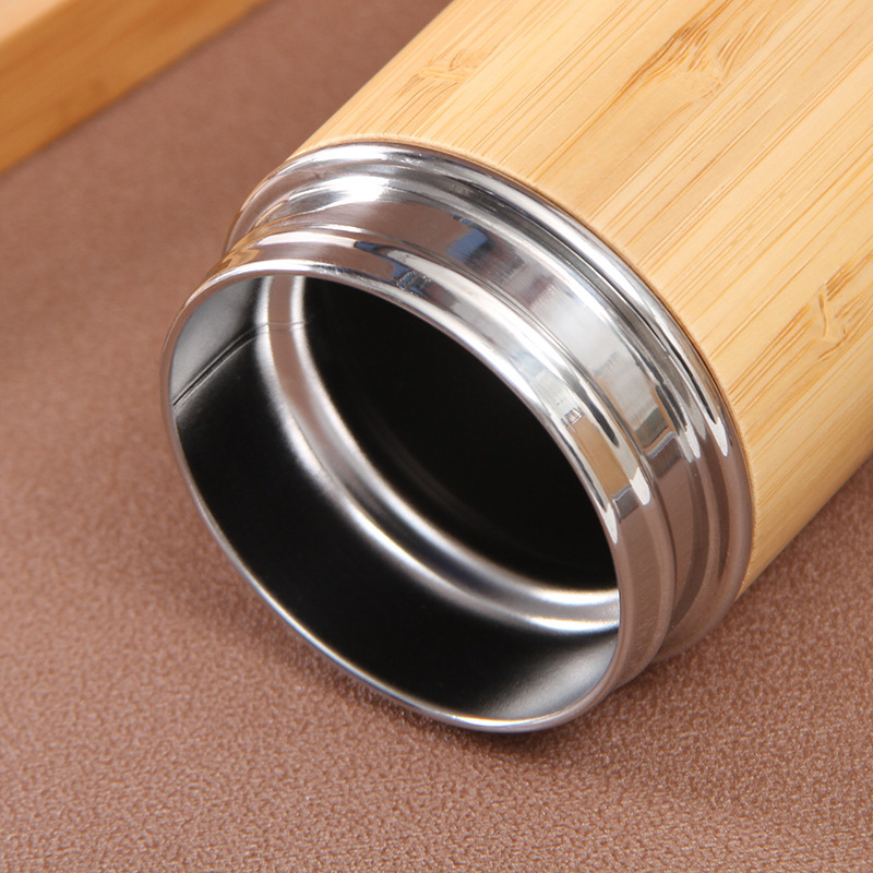 Picture of New 500ml Bamboo bottle  stainless steel Double Layer Vacuum bottle Stainless Steel vacuum flasks for outdoor Water Bottle(500ml bamboo bottle)
