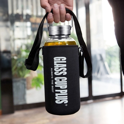 Picture of 100ML glass Water Bottle with Time Marker Creative Large Capacity Leakproof lock system Drink Bottle(1000ML BOTTLE)