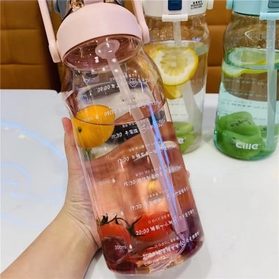Picture of New 2000ml Large Capacity Water bottle Girls High-value tritan Straw Cup Portable Summer Plastic Sports Water Bottle(Multicolor 1 pcs)