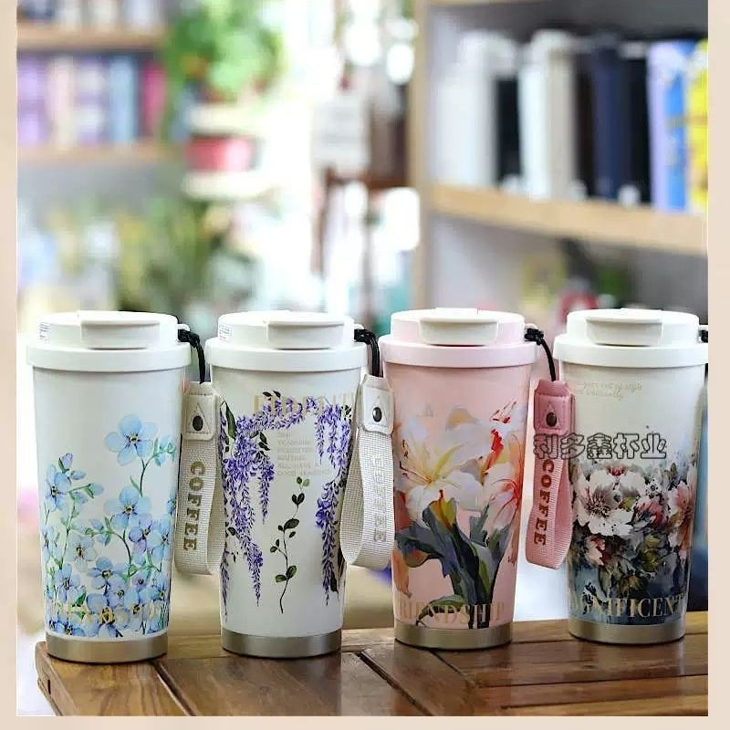 Picture of 520ml Customized elegant design 316 stainless steel 3d printed mini sling portable handle thermos cup water bottle(multicolor 1  pcs)