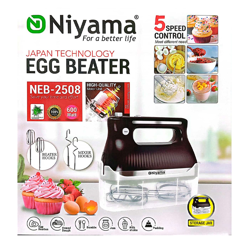 Picture of NIYAMA NEB-2508 Luxury design Heavy Duty Multi-Functional Electric Egg beater Automatic Cream Whip Stirrer Stainless Mixing Household Mini Mechanical Beater(neb-2508)