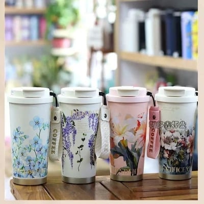 Picture of 520ml Customized elegant design 316 stainless steel 3d printed mini sling portable handle thermos cup water bottle(multicolor 1  pcs)