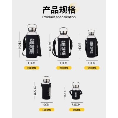 Picture of 1500ML glass Water Bottle with Time Marker Creative Large Capacity Leakproof lock system Drink Bottle(1500ml bottle)