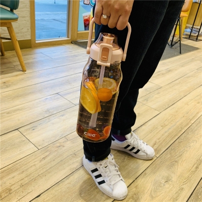 Picture of 2000ml Large Capacity Water bottle Girls High-value tritan Straw Cup Portable Summer Plastic Sports Water Bottle(Multicolor 1 pcs)