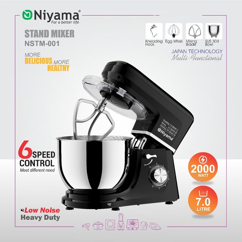 Picture of Niyama Stand Mixer, dough Kneader,  NSTM-001, 2000 watt, 7  litter japan technology