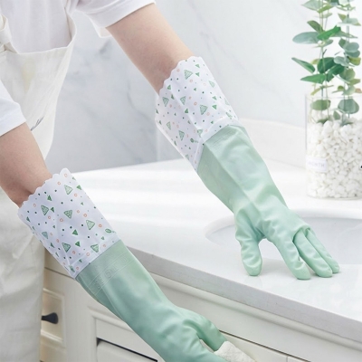 Picture of High Quality Multicolor Silicone inner side foam Kitchen Hand Gloves for Dish Washing - 2 Pair(multicolour 2 pair)