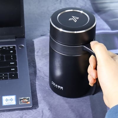 Picture of 304 coated hot and cold stainless steel drinking cup, anti-fall, anti-scalding, large-capacity mug, office cup, 500ml(316 coated ash)