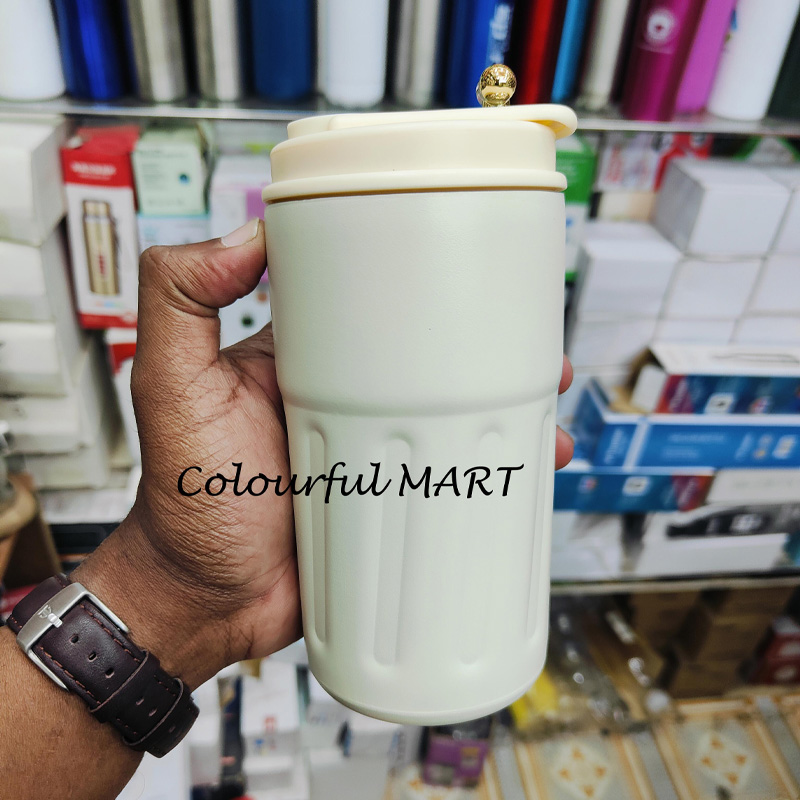 Picture of temperature display coffee/juice hot and cold 450ml stainless steel thermos with strap(White with led temperature 450ml)