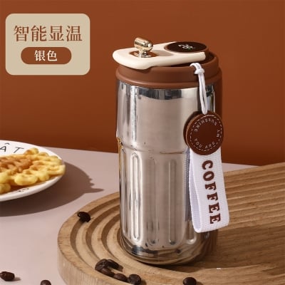 Picture of temperature display coffee/juice hot and cold 450ml stainless steel thermos with strap(multicolour 1pcs)
