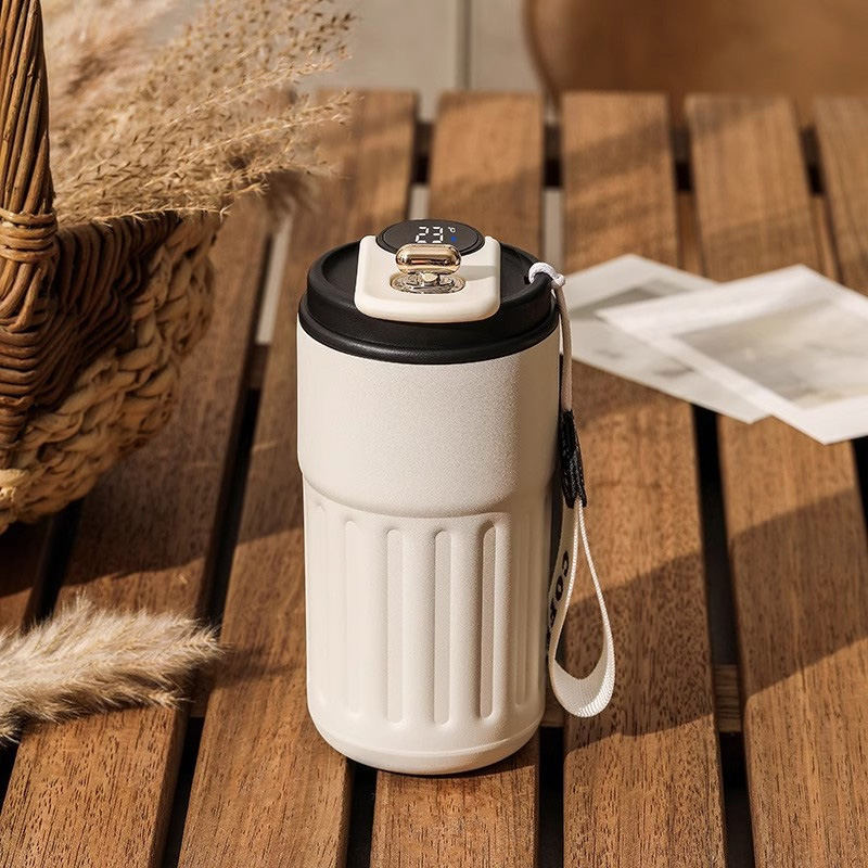 Picture of New temperature display coffee/juice hot and cold 450ml stainless steel thermos with strap(multicolor 1pcs 450ml led)