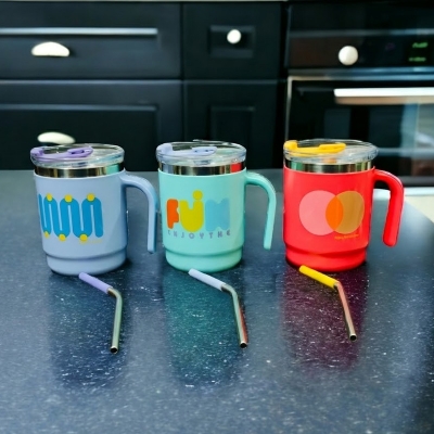 Picture of 304 coated hot and cold stainless steel drinking cup, anti-fall, anti-scalding, large-capacity mug, office cup, 500ml(printed straw mug 1p)