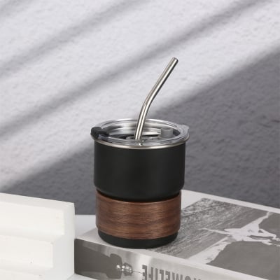 Picture of American ins style double layer stainless steel coffee cup insulated cup straw cup home office men and women portable cup bottle FOR BOYS AND GIRLS(400ml white new)