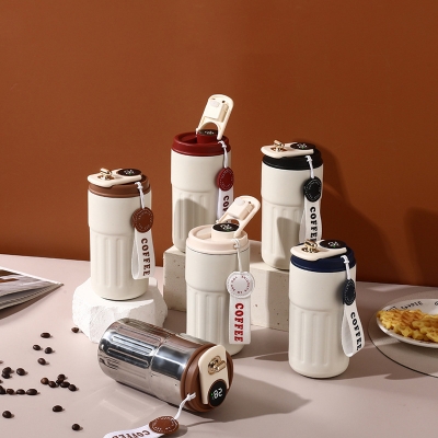 Picture of New temperature display coffee/juice hot and cold 450ml stainless steel thermos with strap(multicolor 1pcs 450ml led)