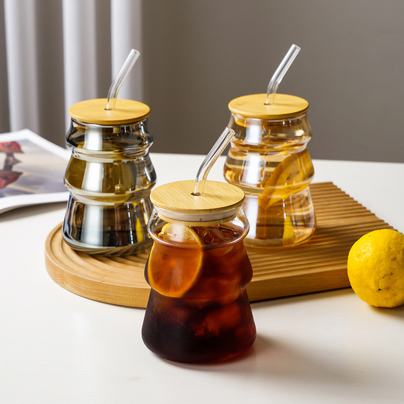 Picture of New 540ml Glass cup new high borosilicate coffee cup glass water cup cold drink cola beverage cup milk tea milk single layer cup(480ml multicolor 1p)
