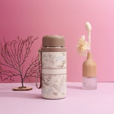 Picture of Customized 316 stainless steel 3d printed mini sling portable handle thermos cup water bottle(Brown)