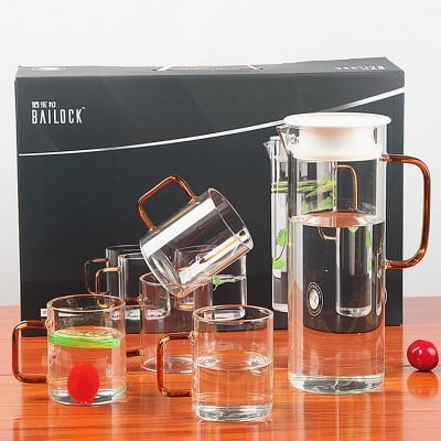 Picture of Borosilicate Glass 5 Pcs Jug & Mug Set  high quality(multicolour)